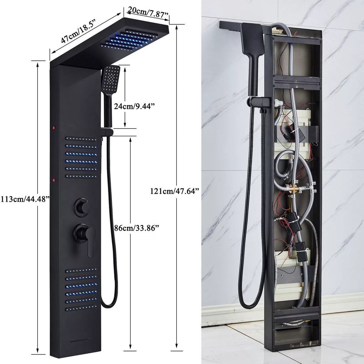 Ducha Vertical Com Hidro Inox Led Spa Neojet | Importado dos EUA