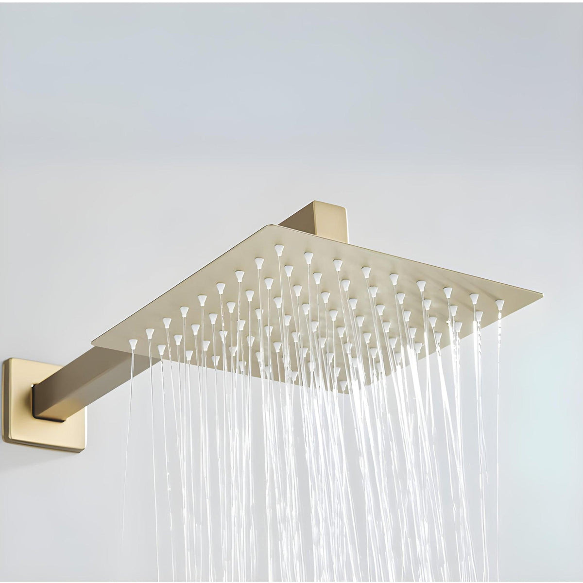 Chuveiro A Gás Inox Quadrado Parede Ouro Escovado Ultraslim - Homedeccori