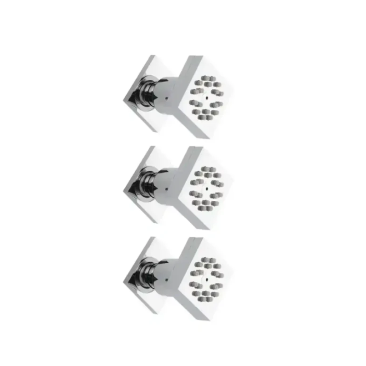 Kit com três jatos corporais de hidromassagem spray Spa Breeze da Homedeccori em aço inox.