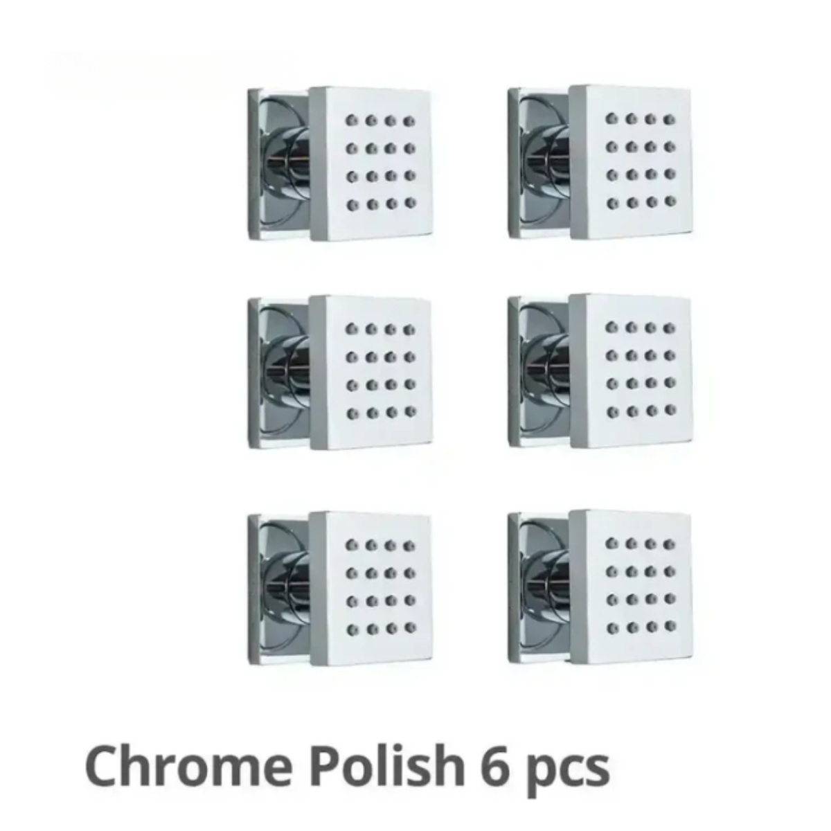 Kit com 6 jatos corporais de hidromassagem Homedeccori em acabamento polido cromado.