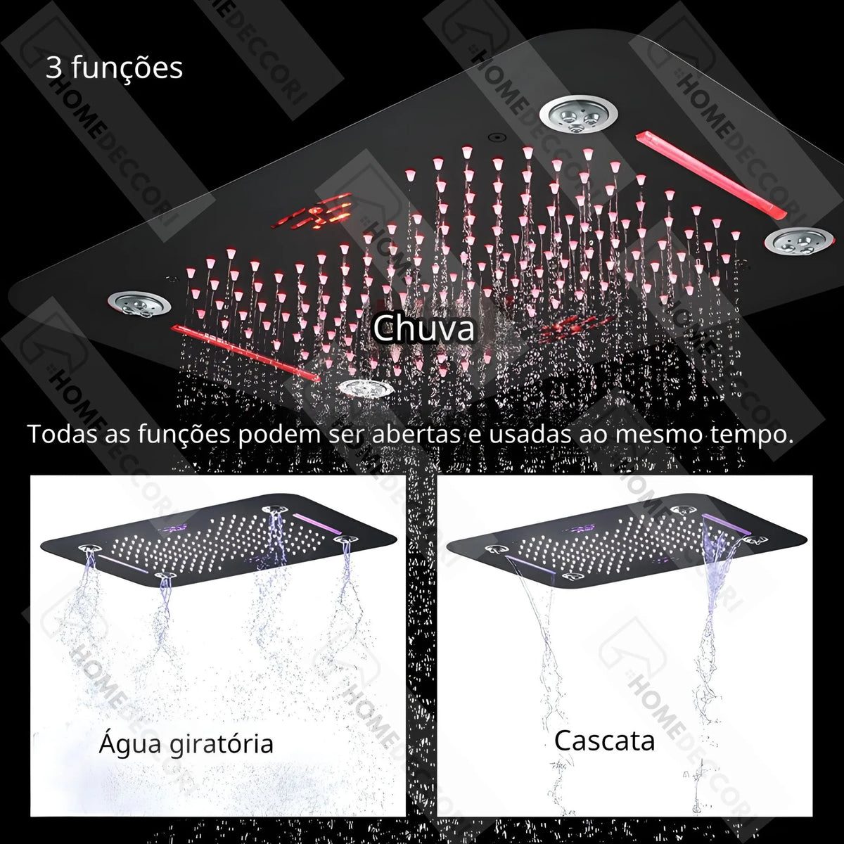 Ducha De Teto Embutir Inox 58x38 LED Bluetooth Maestro - Homedeccori