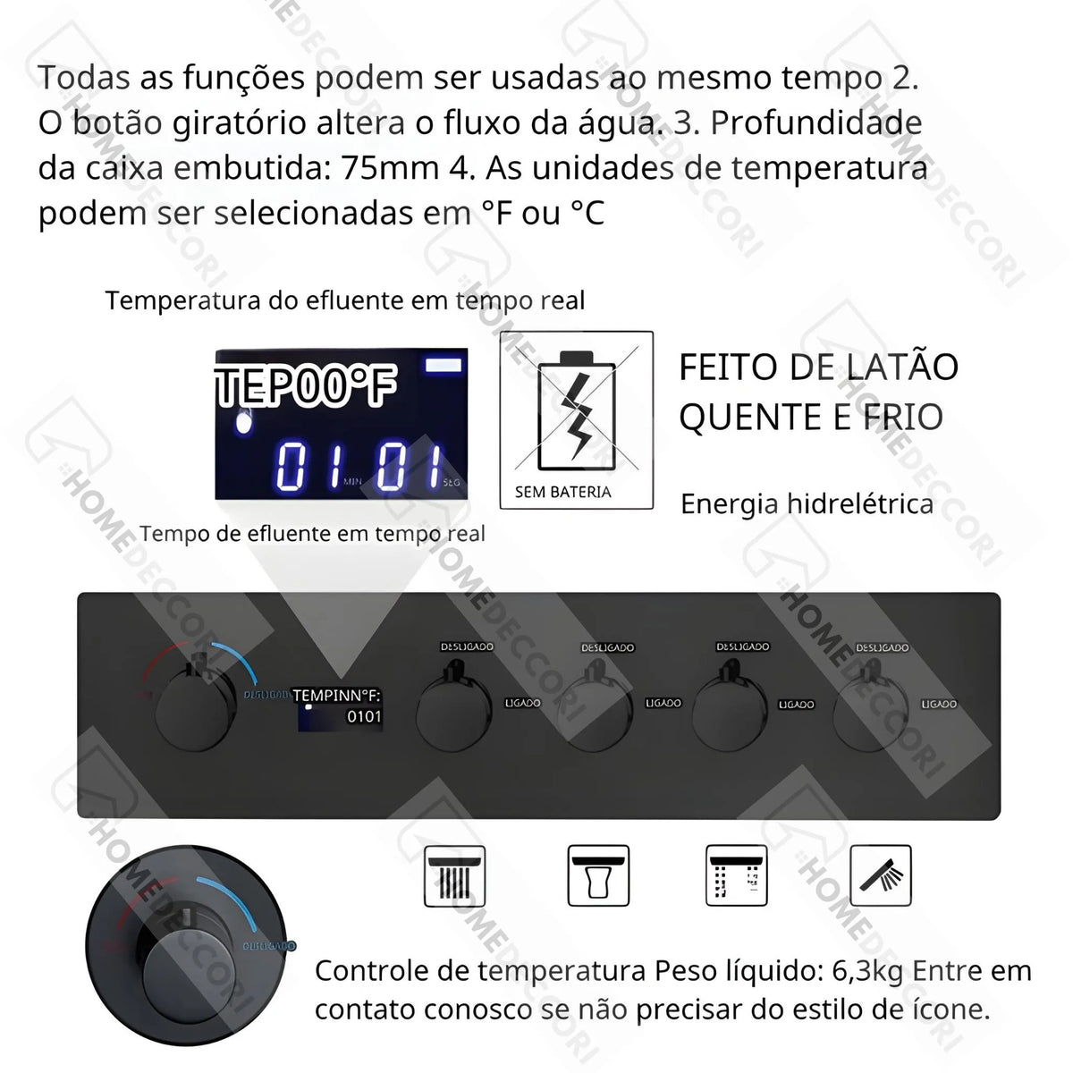 Ducha De Teto Embutir Inox 58x38 LED Bluetooth Maestro - Homedeccori