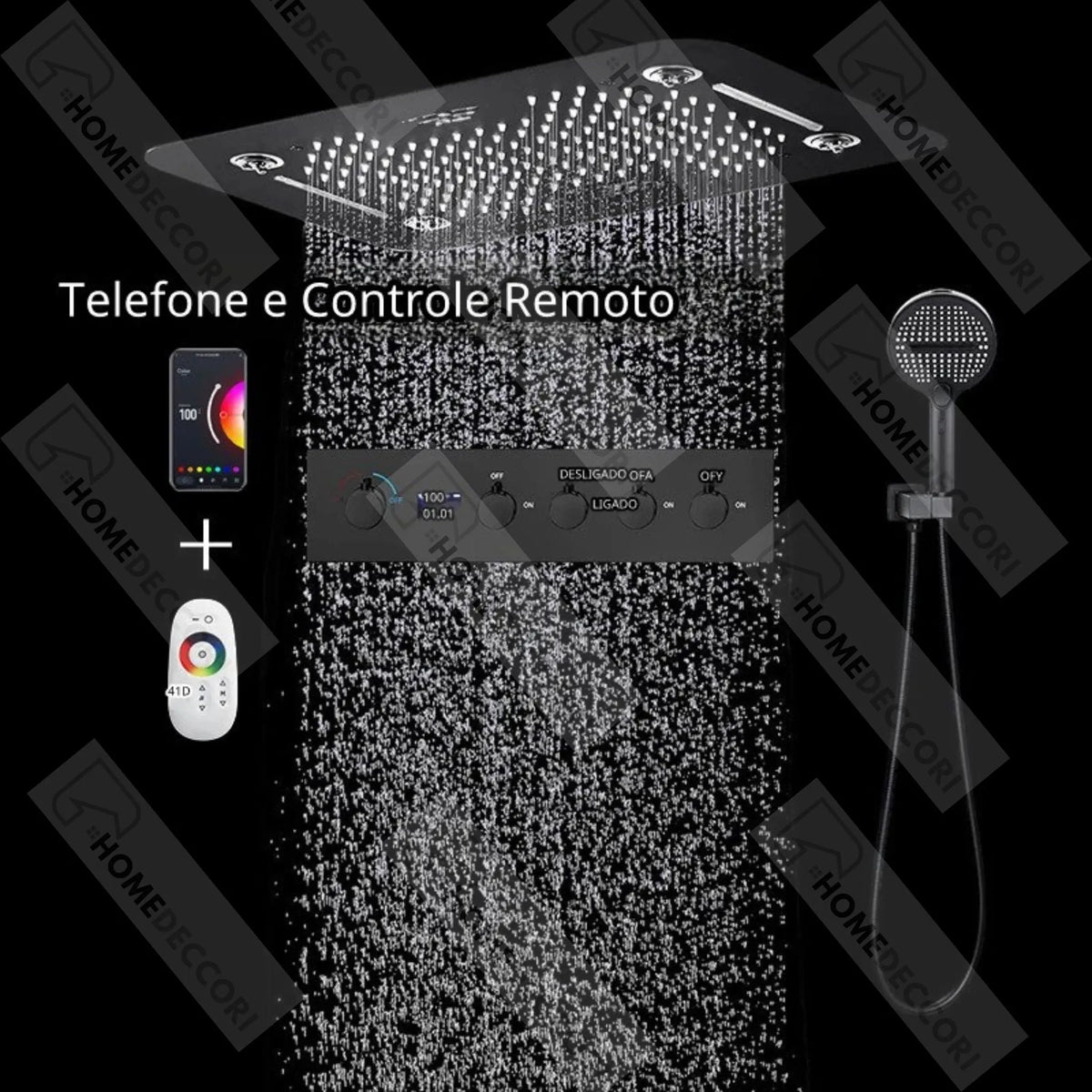 Ducha De Teto Embutir Inox 58x38 LED Bluetooth Maestro - Homedeccori