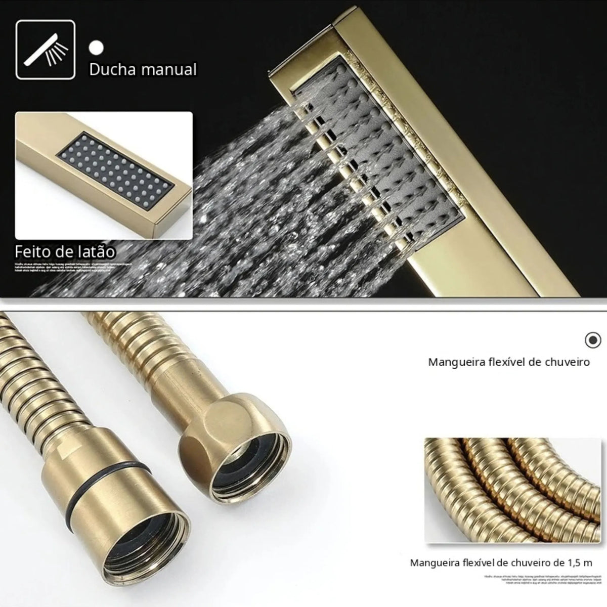 Ducha De Teto Embutir Inox 90x30 LED Bluetooth 6 Jatos Altezza - Homedeccori