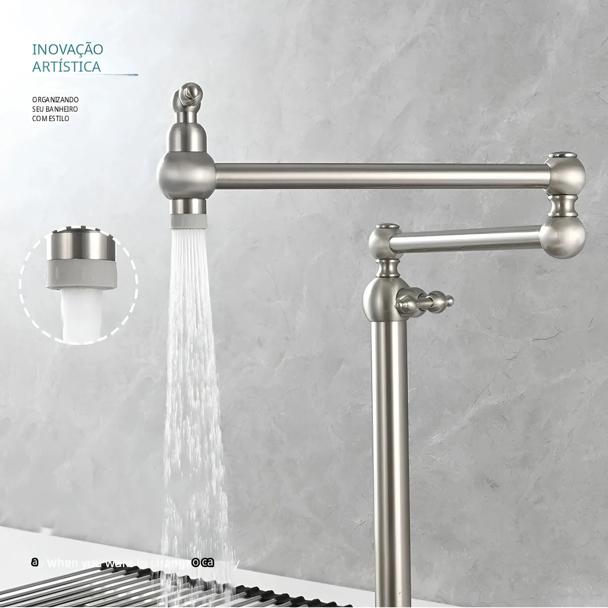 Torneira Gourmet Articulada Dobrável Inox Água Fria Alsácia - Homedeccori
