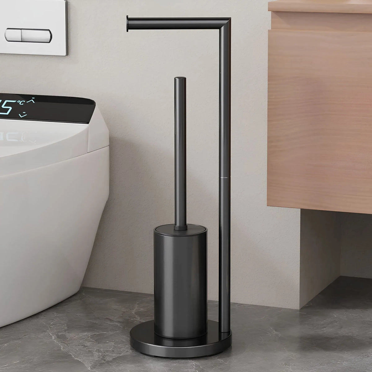 Suporte de Papel Higiênico de Chão Inox Dourado Torino