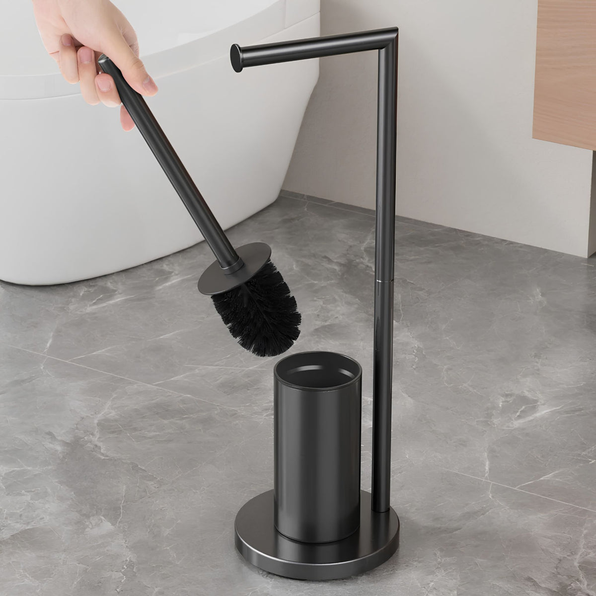Suporte de Papel Higiênico de Chão Inox Dourado Torino