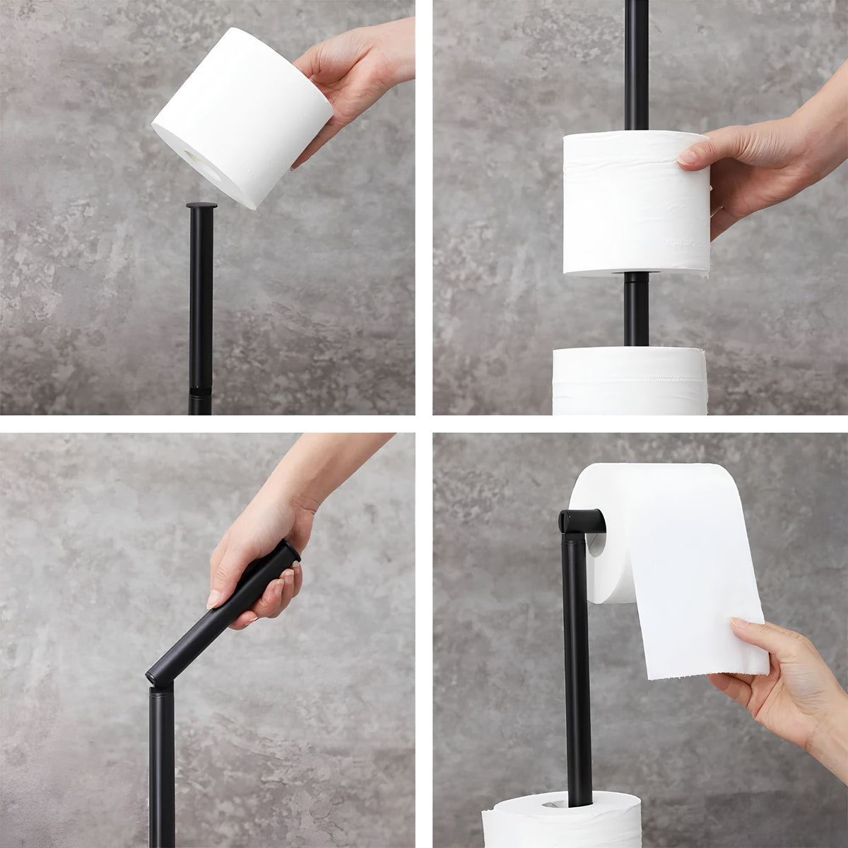 Suporte de Papel Higiênico de Chão Inox Minimalista Com Reserva Lucca
