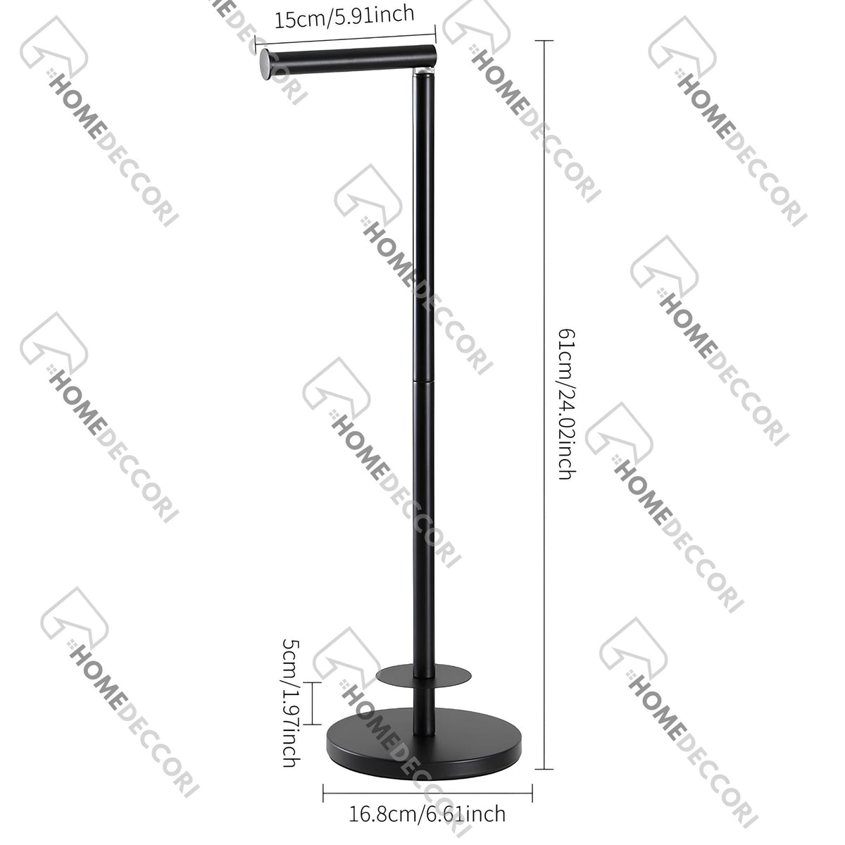 Suporte de Papel Higiênico de Chão Inox Minimalista Com Reserva Lucca