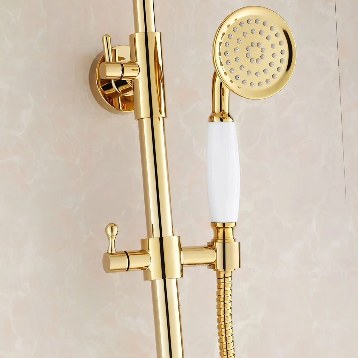 Coluna de Banho Spa Vintage Dourada Duplo Comando Lucerna