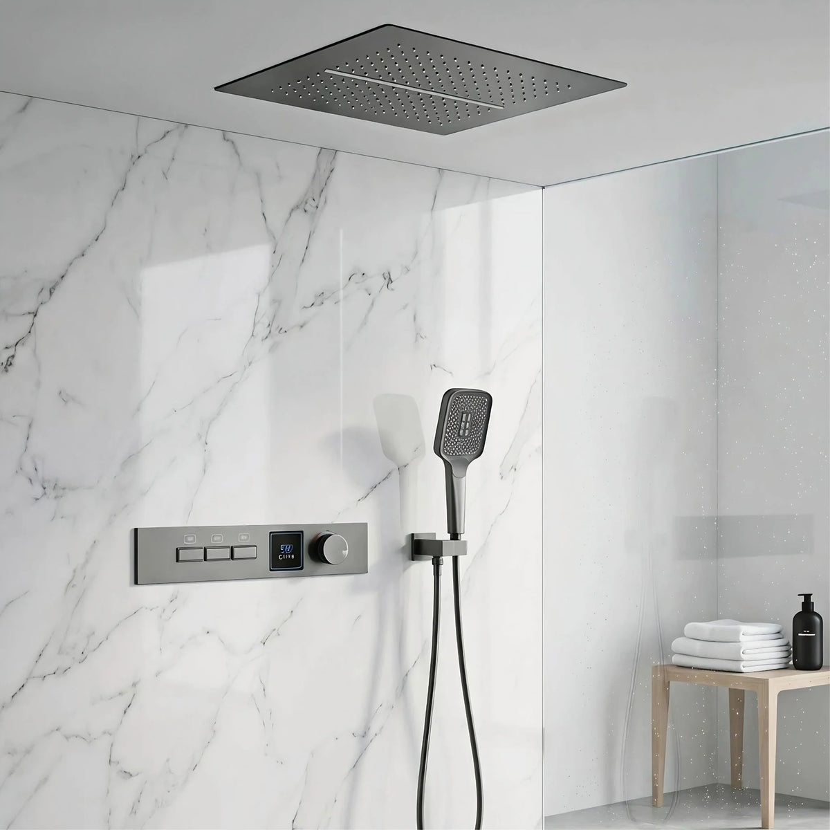 Ducha de Teto Embutir Inox Cacata 40x40 Tela Celeste
