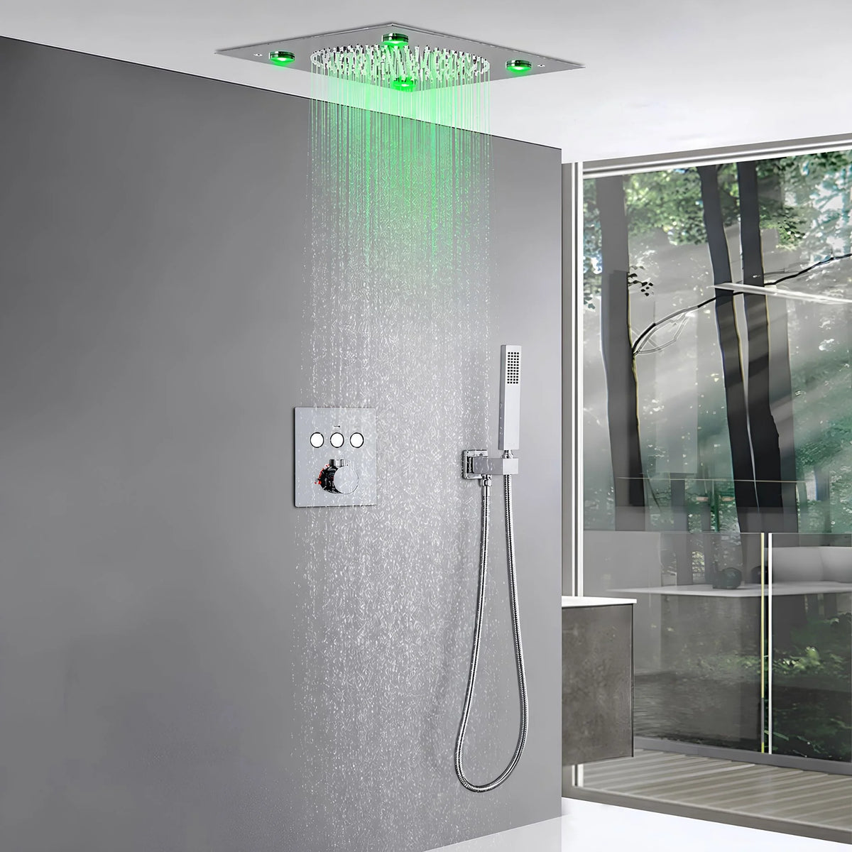 Ducha de Teto Embutir Inox 32x32 LED Termostática Nimbus