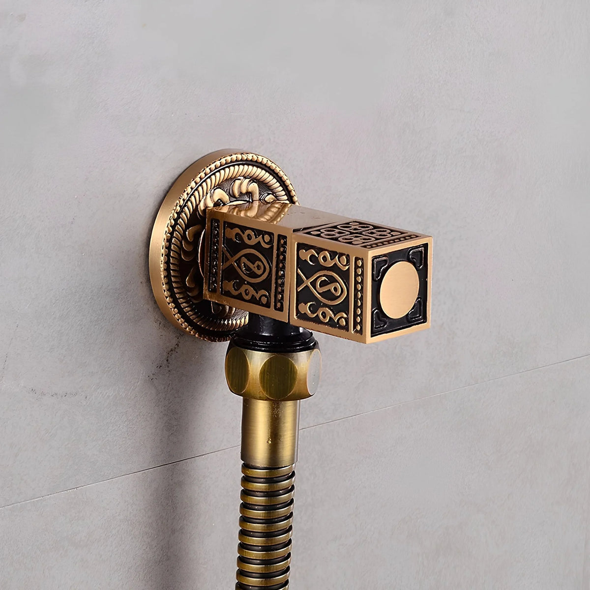 Kit Ducha Higiênica Bronze Antigo Cabo Entalhado Volterra