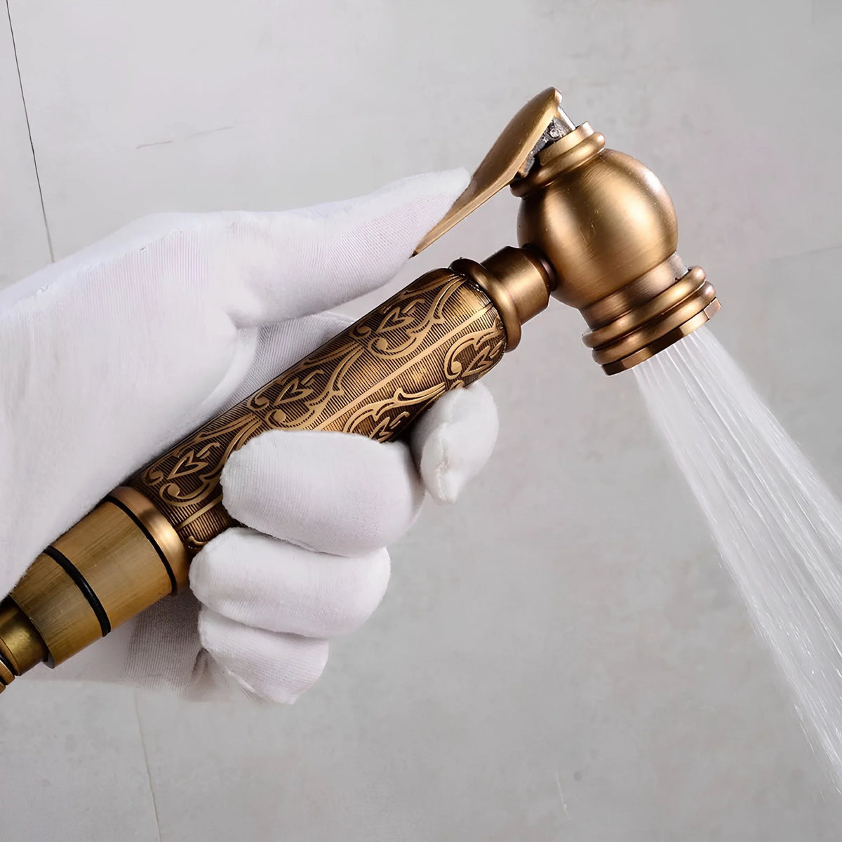 Kit Ducha Higiênica Bronze Antigo Cabo Entalhado Volterra