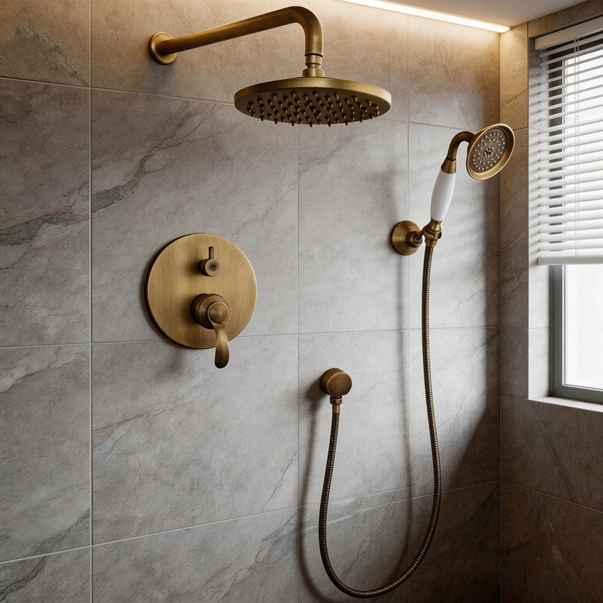 Chuveiro Vintage Parede Completo Bronze Antigo Firenze