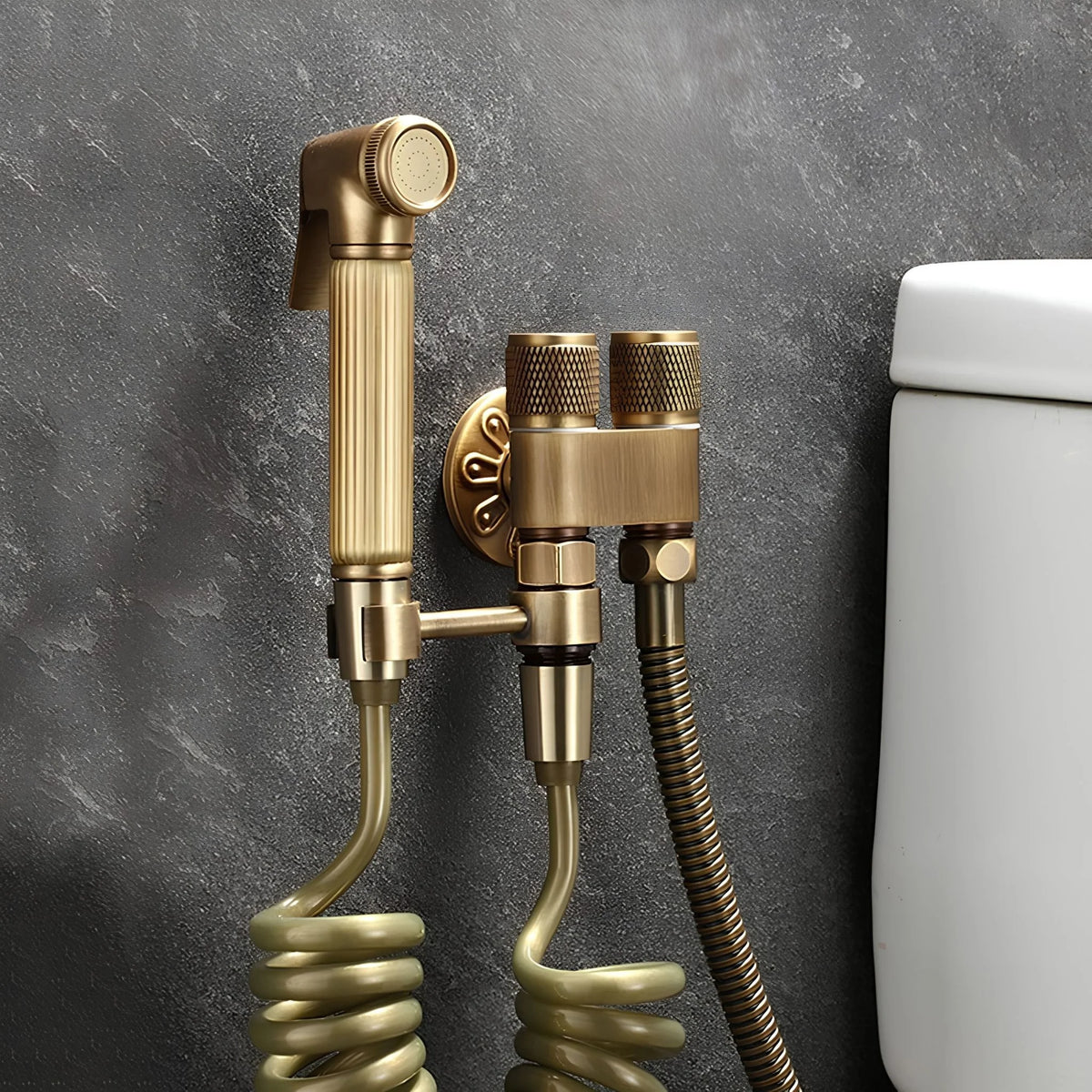 Ducha Higiênica Bronze Antigo Com Válvula De Parede Palermo