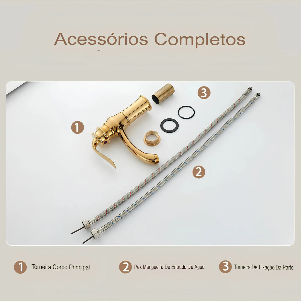 Torneira Banheiro Monocomando Inox Dourada Retrô Aurelia - Homedeccori