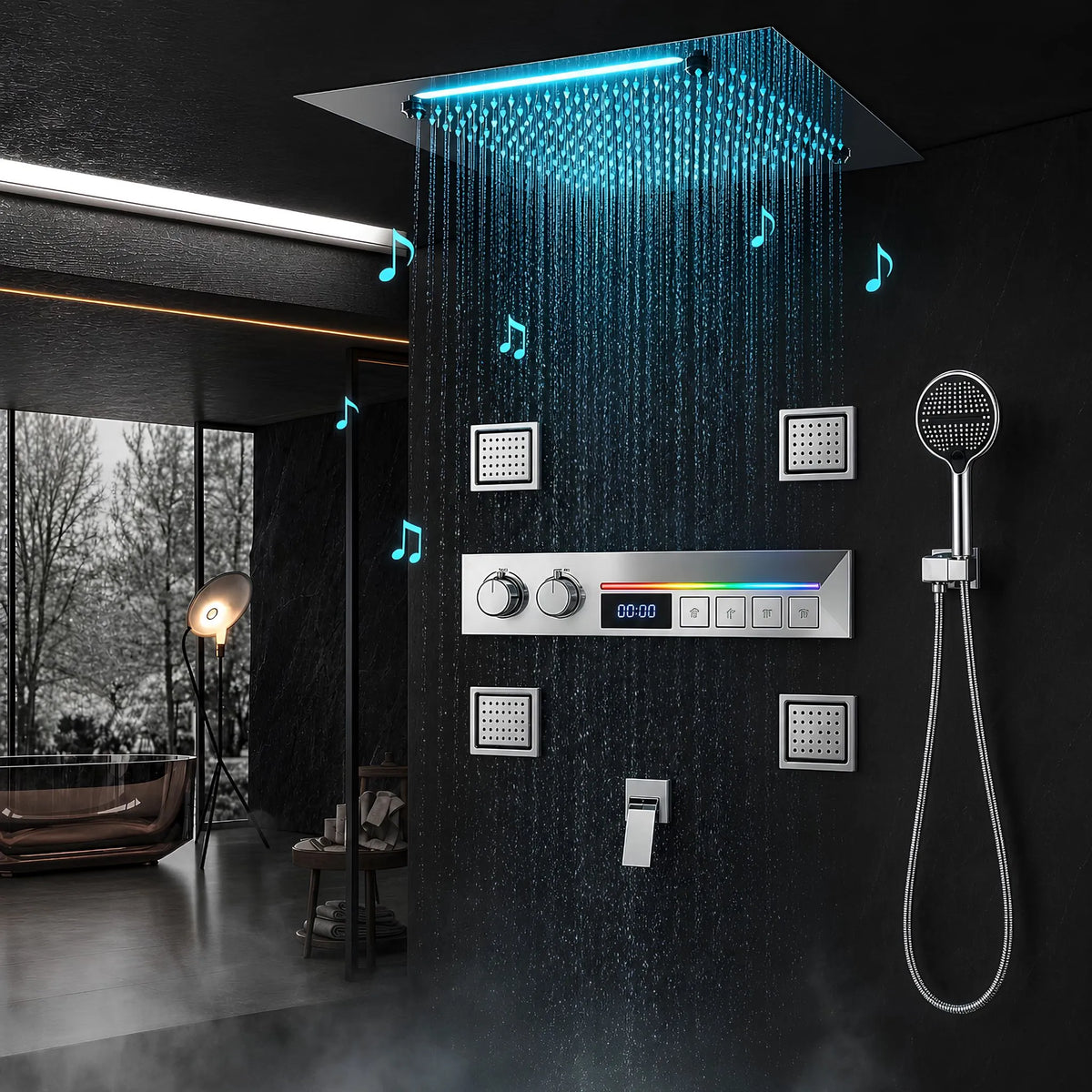 Ducha de Teto Inox 50x50 Spa Cascata LED Aquaville