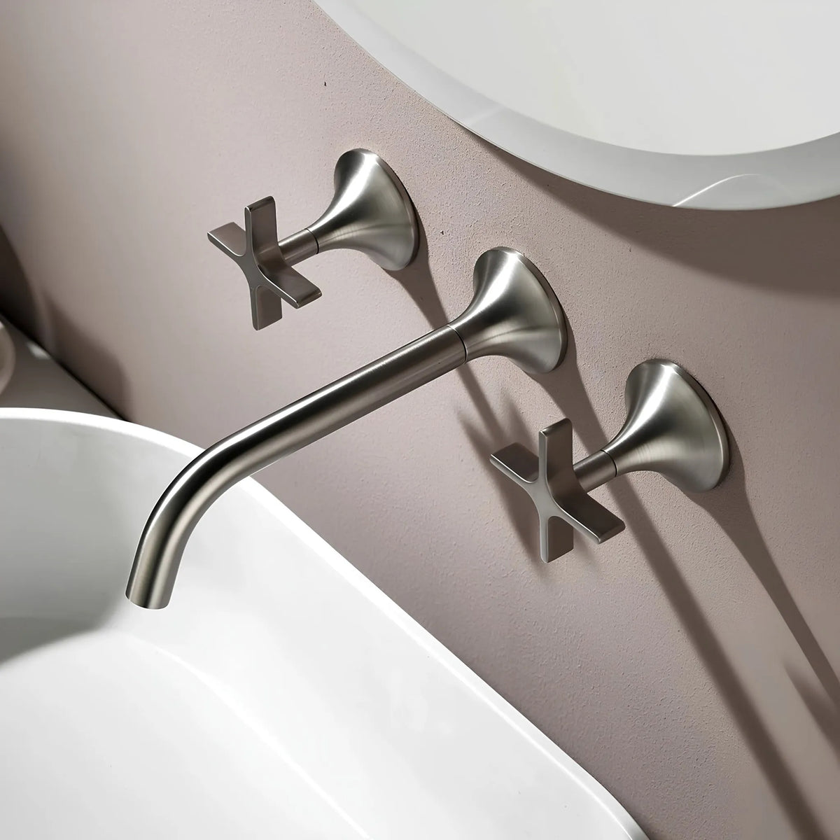 Torneira De Parede Para Banheiro Inox Duplocomando Luxor - Homedeccori