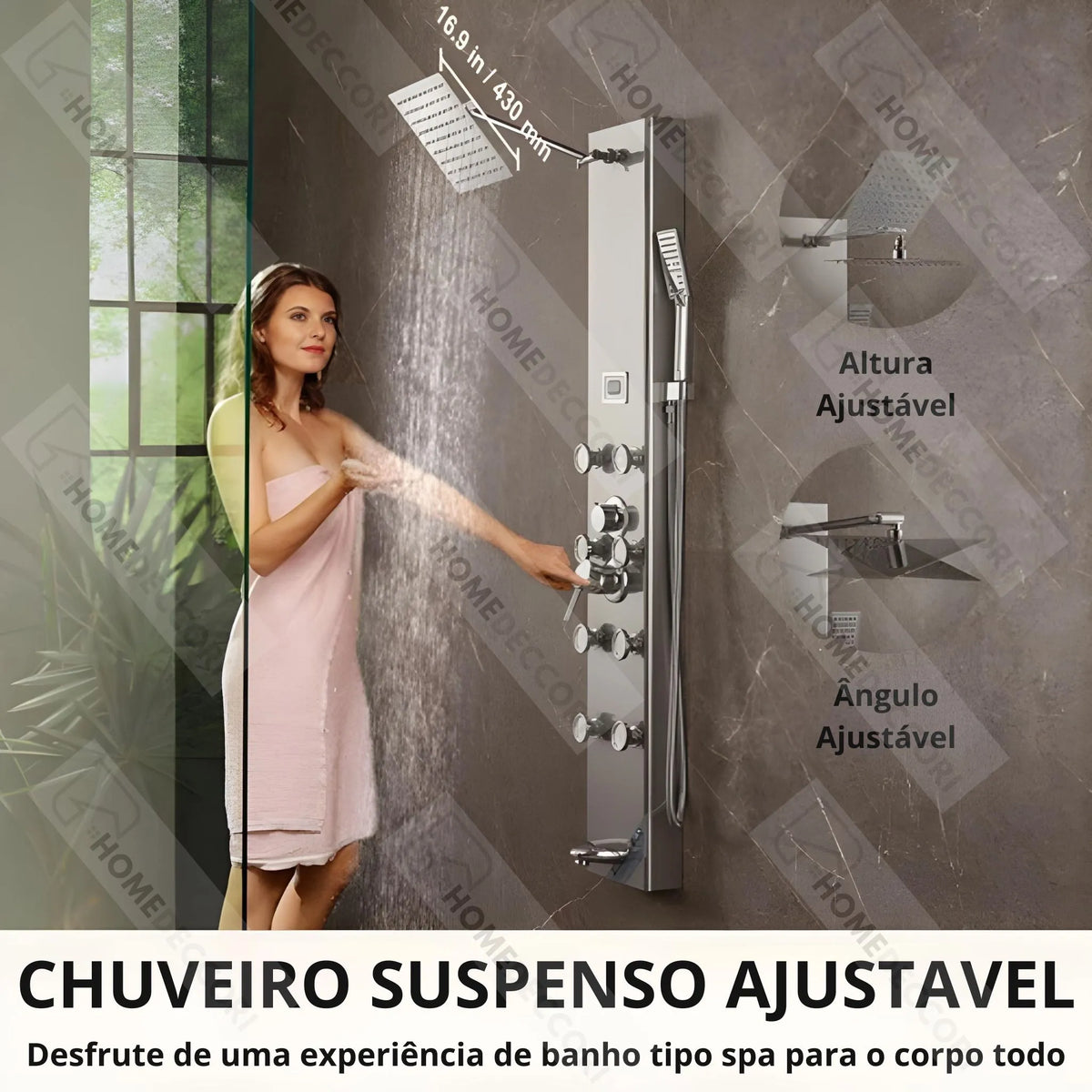 Ducha Vertical Com Hidro Spa Inox Jaguar | Importado dos EUA