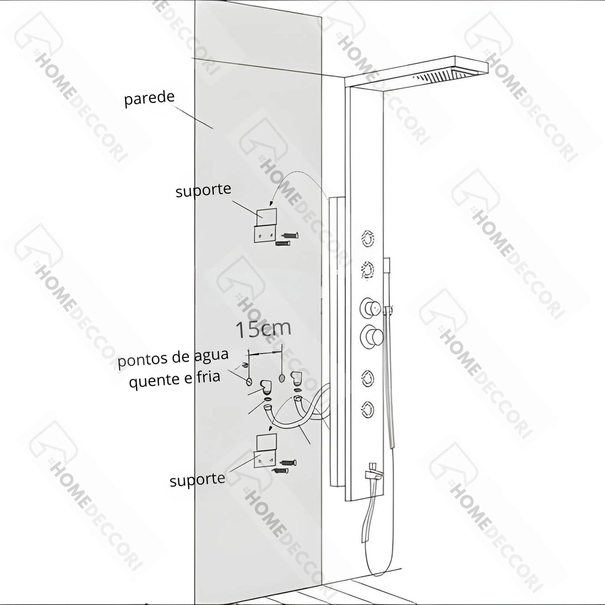 Ducha Vertical Com Hidro Spa Inox Jaguar | Importado dos EUA