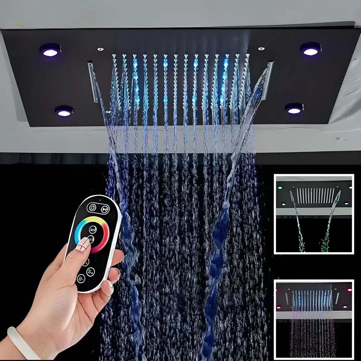 Chuveiro De Teto Embutir Cascata Inox LED Spa AquaLuminos