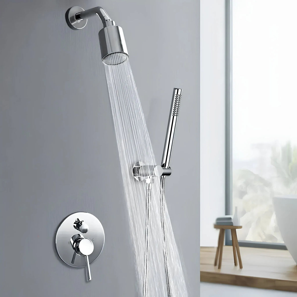 Ducha De Parede Inox Completa À Gás Monocomando Calla - Homedeccori