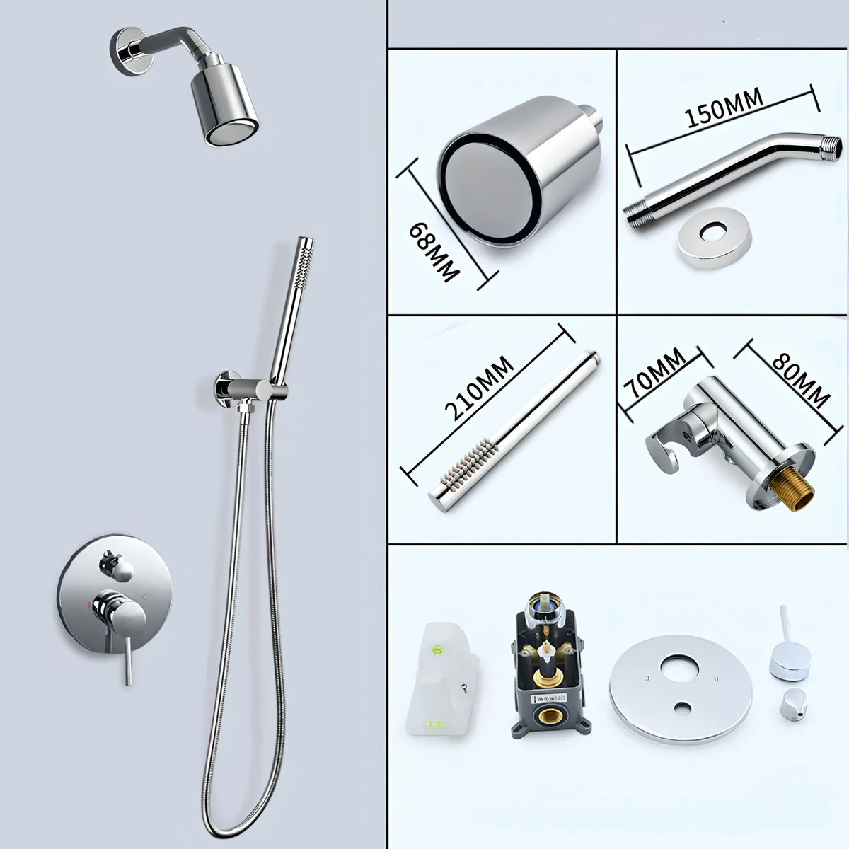 Ducha De Parede Inox Completa À Gás Monocomando Calla - Homedeccori
