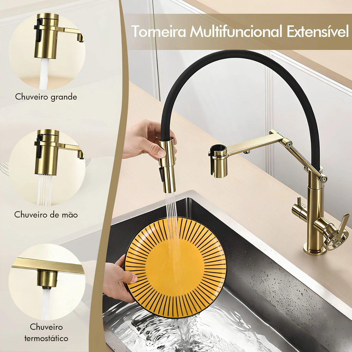 Torneira Gourmet Cozinha Inox Industrial Articulada Luxo Volvere
