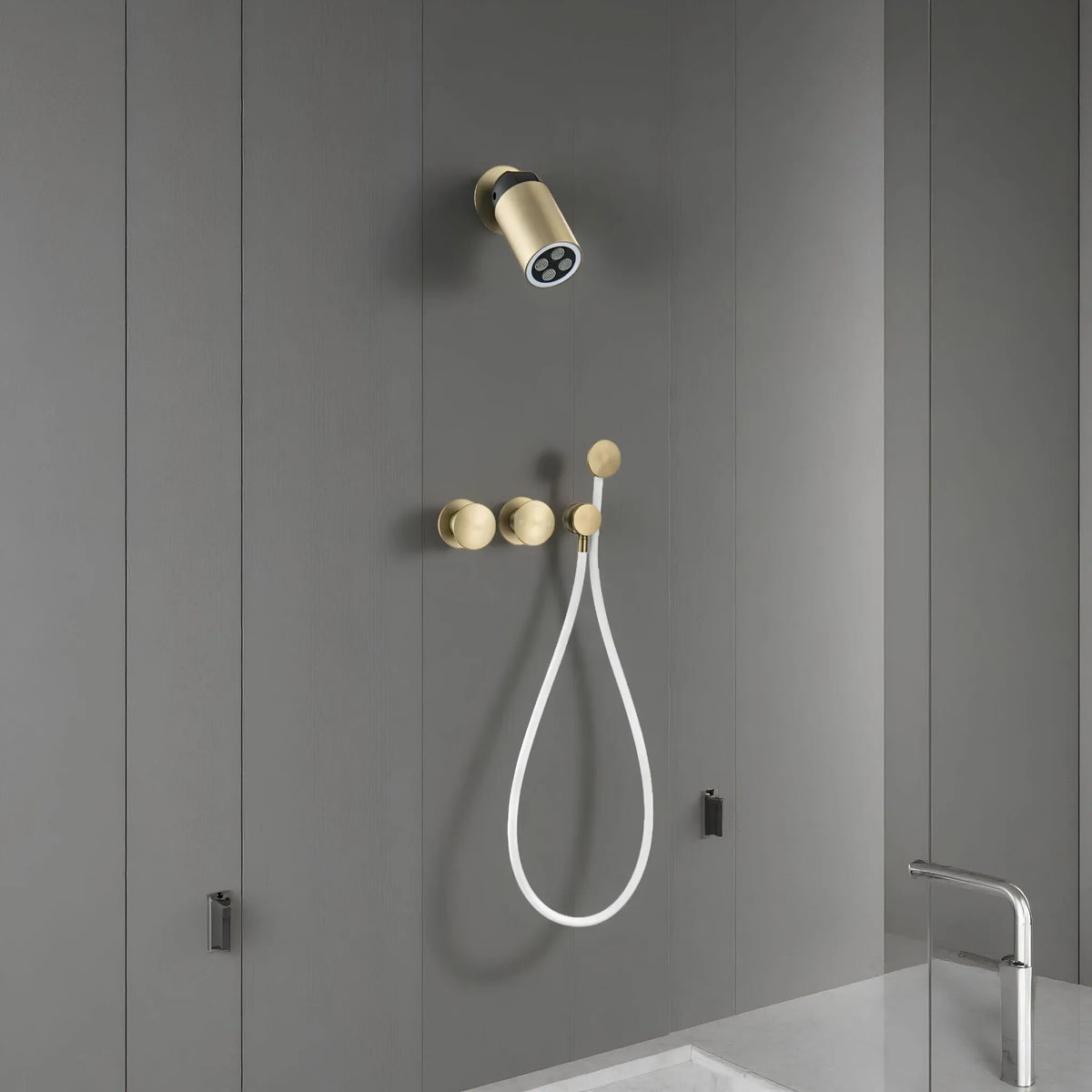 Ducha De Parede Spa Inox Led Monocomando Completa Lumen - Homedeccori