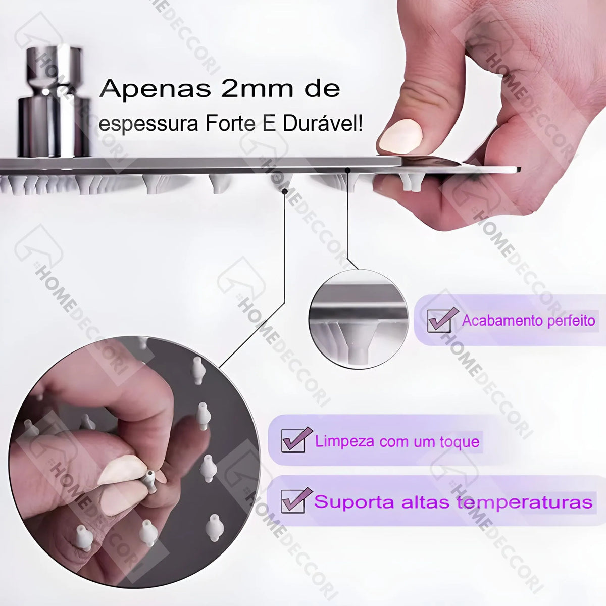 Chuveiro de Teto Inox imbutido Ducha 50x50 Slim LuxeRain