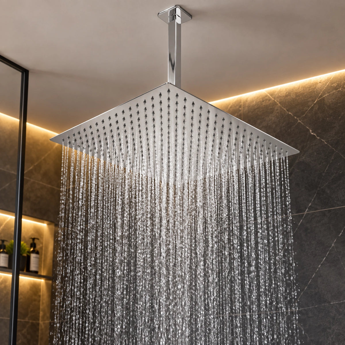 Chuveiro De Teto Inox Com LED Quadrado Spa VinoRain