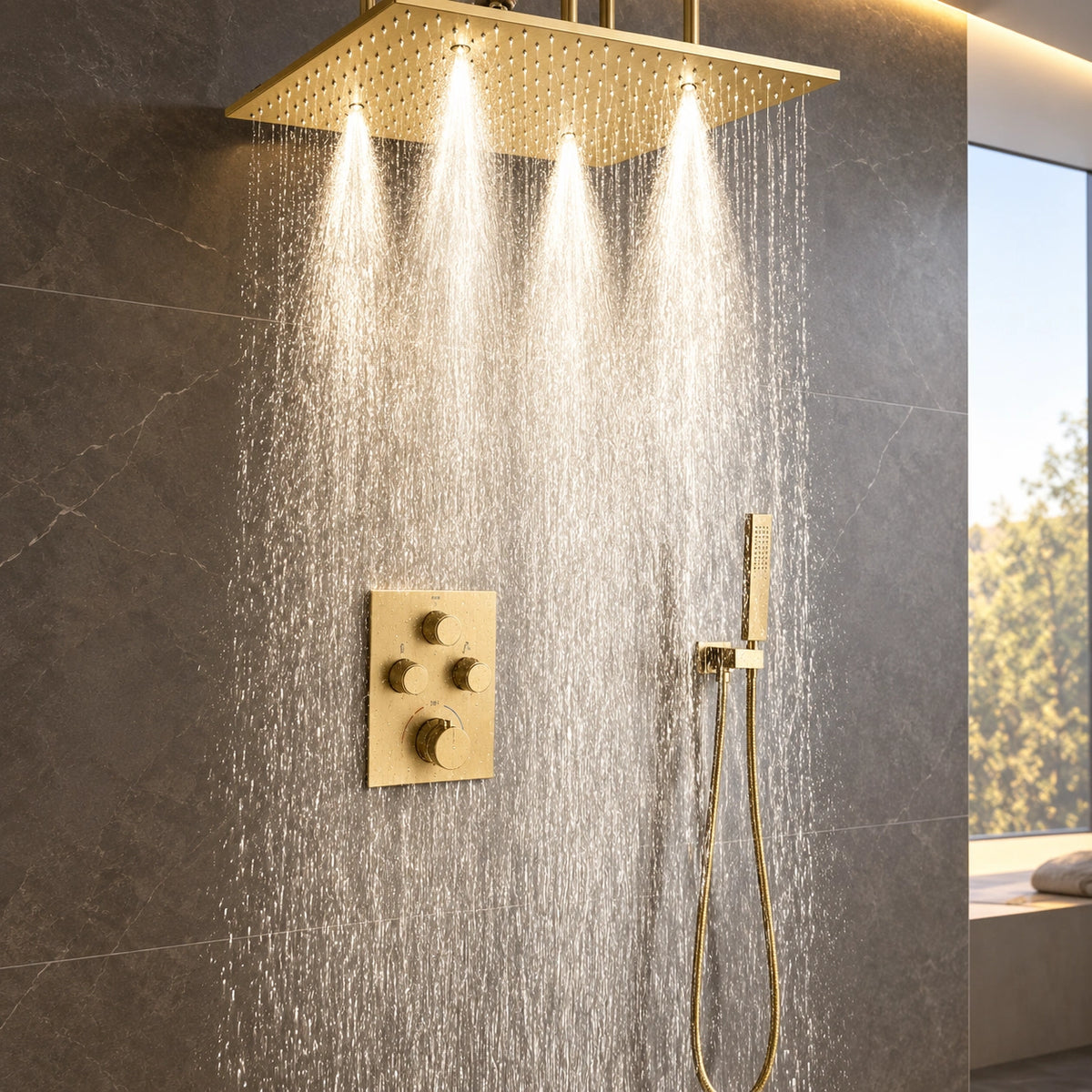 Ducha De Teto Spa Inox 40x40 Conjunto Completo Halo - Homedeccori