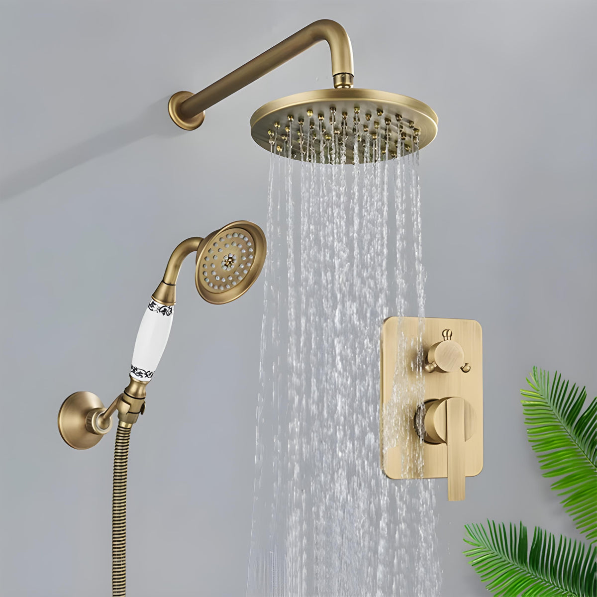 Chuveiro Vintage Inox Completo com Monocomando e Ducha Heritage - Homedeccori