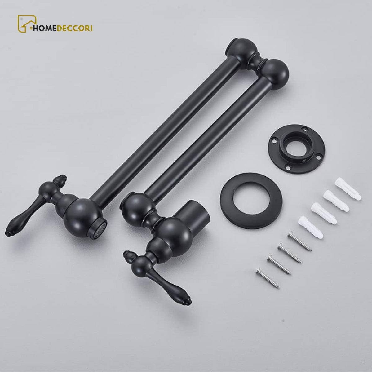 Torneira articulada de parede preta fosca modelo Veneza da marca Homedeccori com kit de instalação