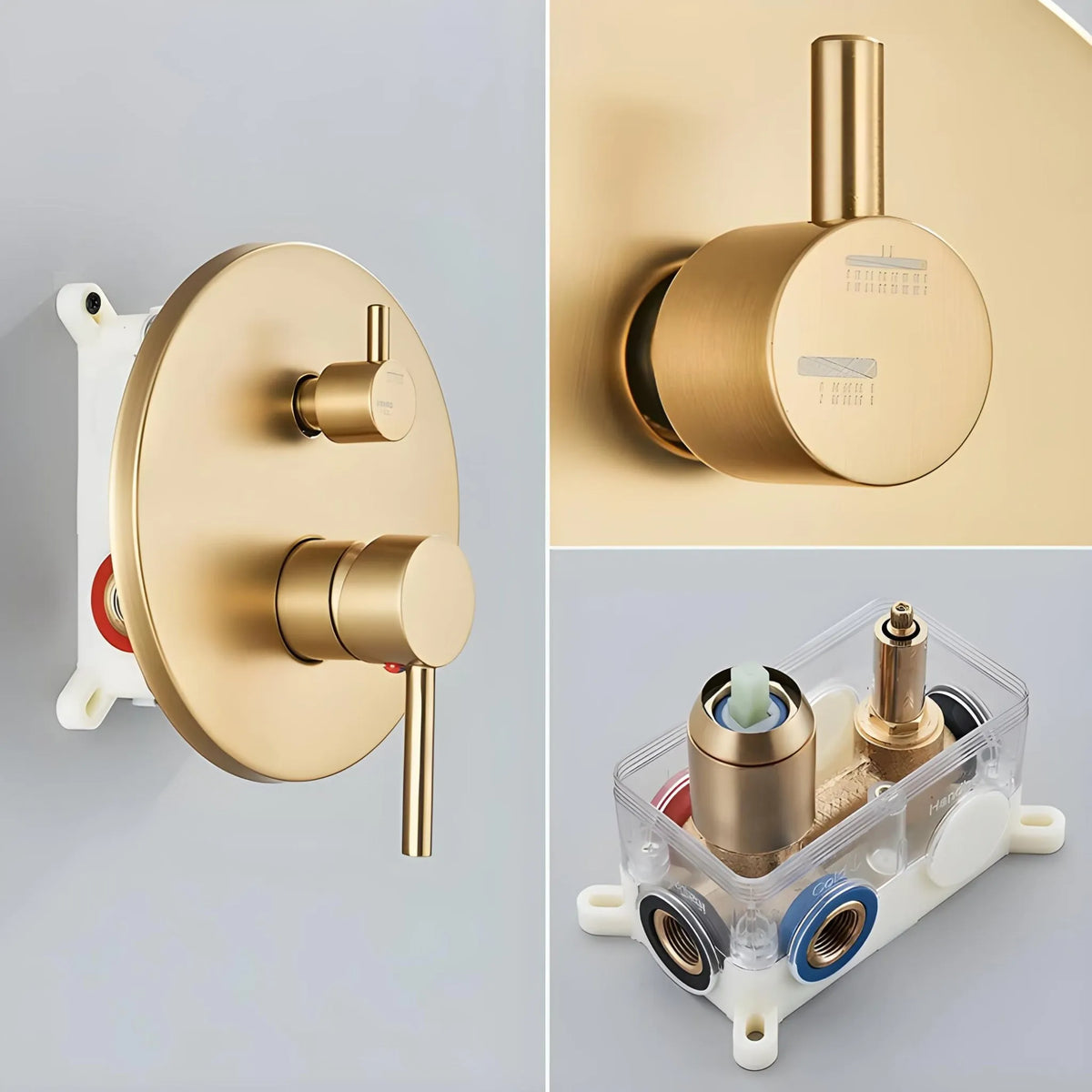 Chuveiro á gás Completo 20cm Dourado Escovado Parede Orelli - Homedeccori