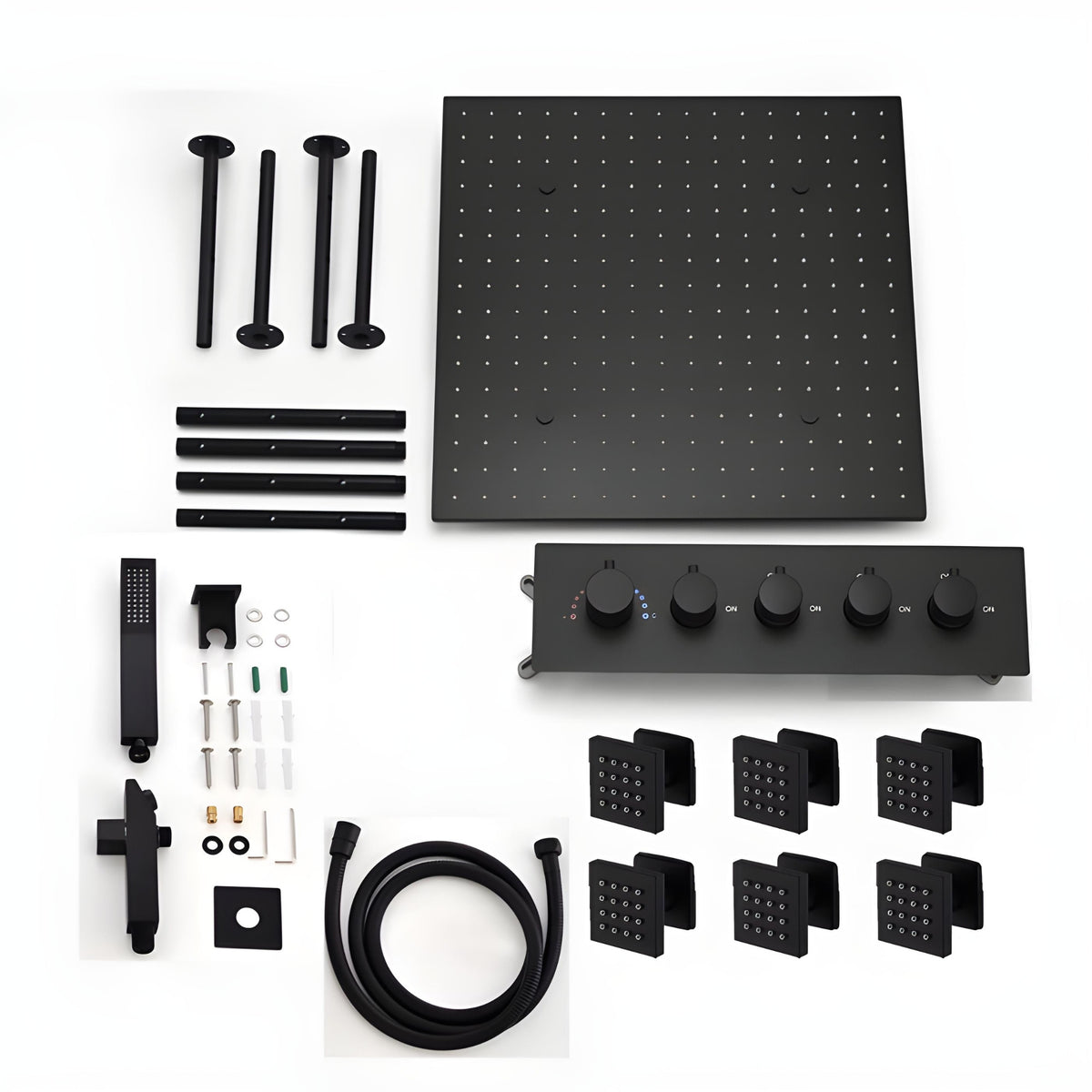 Ducha de Teto Spa Inox 50x50 LED Slim Velt Preto Fosco - Homedeccori