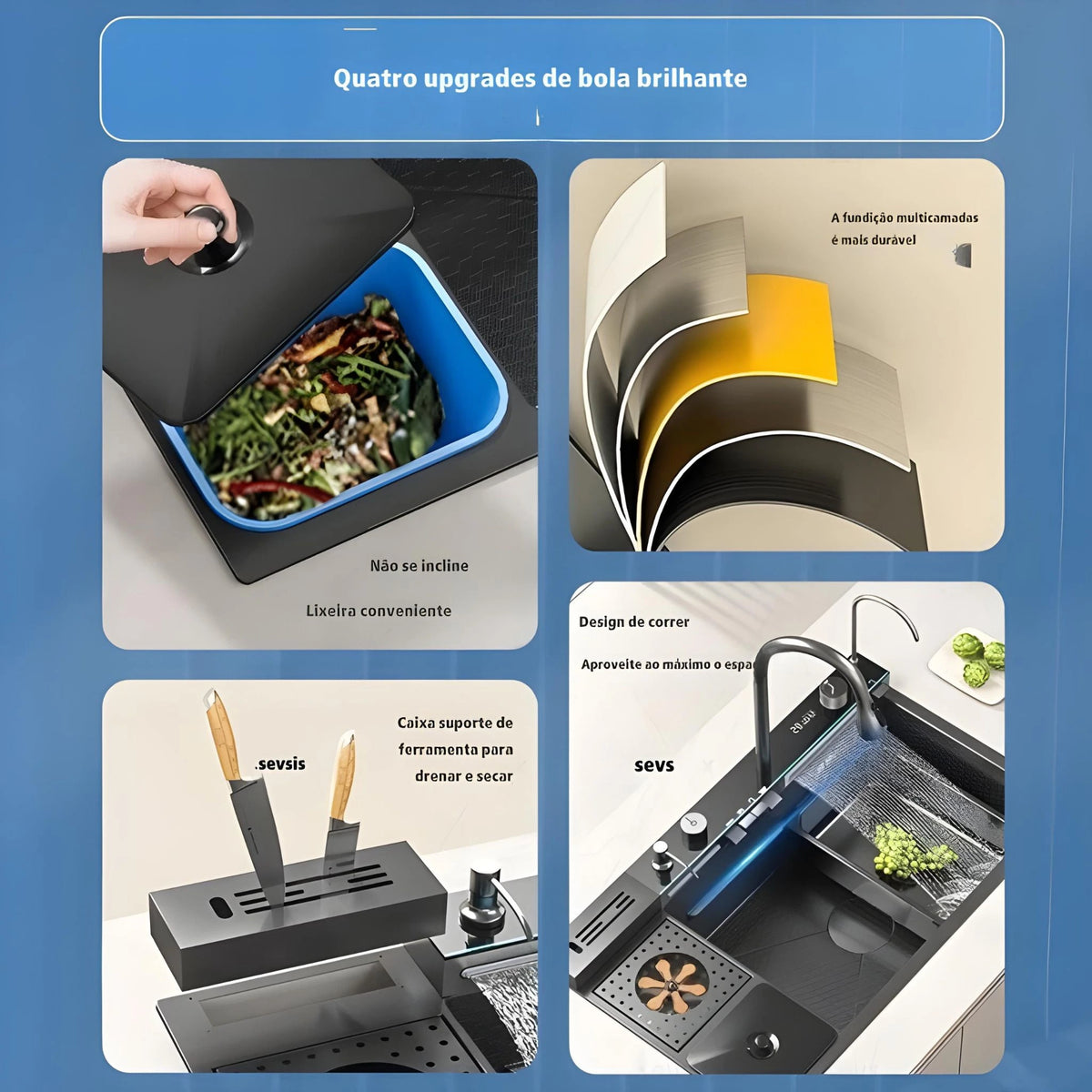 Cuba Gourmet Inox Pia Cozinha Multifuncional 100x50 Solenne
