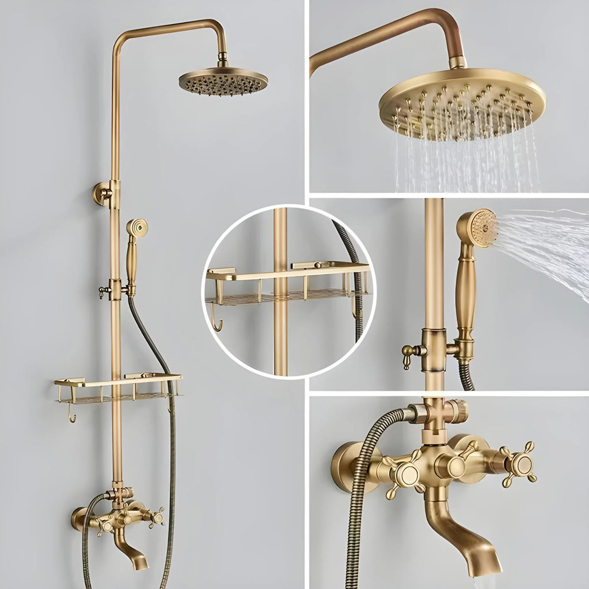 Chuveiro Vintage Com Torneira Monocomando e Misturador Bronze Antigo Spark - foto 3 - Homedeccori