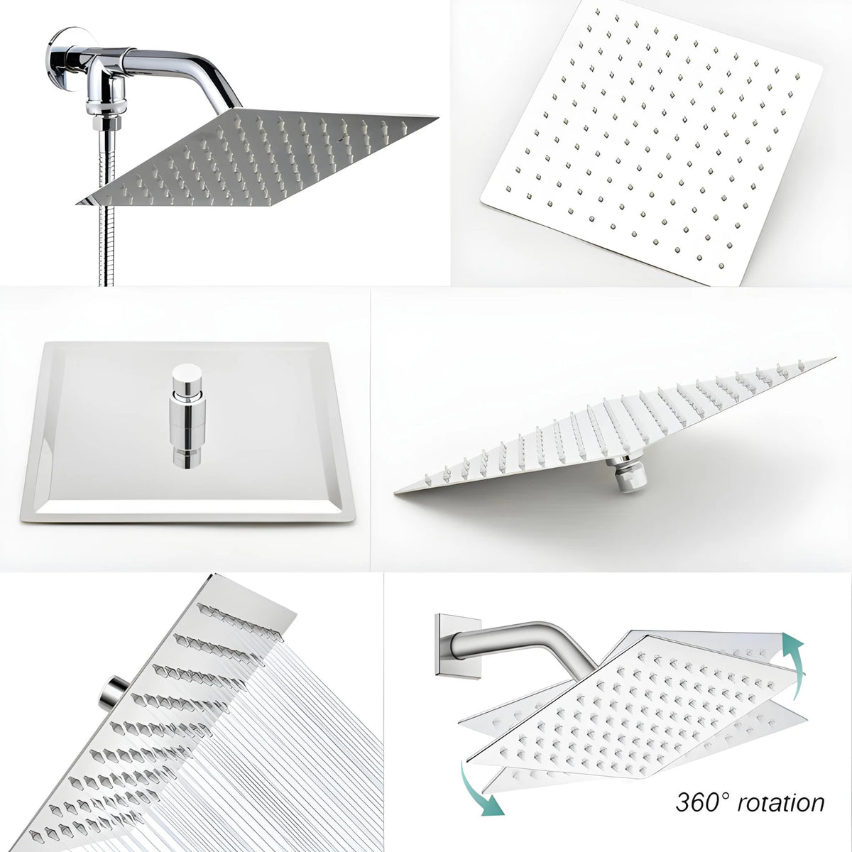Chuveiro Ducha Inox Quadrado Com Ducha Manual E Desviador AquaLine