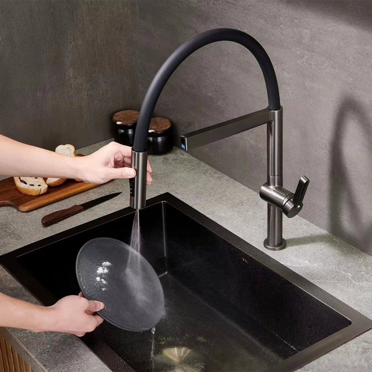 Torneira Gourmet Inox Extensível Spray 360 Bica Alta Armon