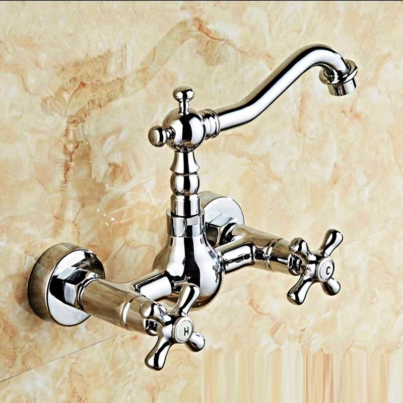 Torneira de parede duplo comando vintage retro Grace Classic em cromado luxuoso