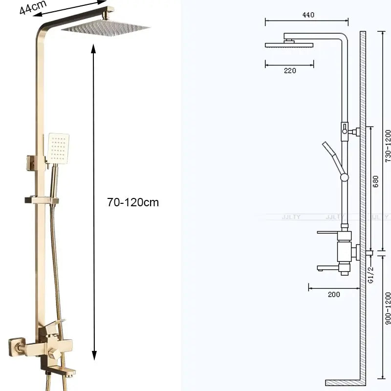 Coluna De Banho Inox Quadrada Monocomando Com Bica Arona