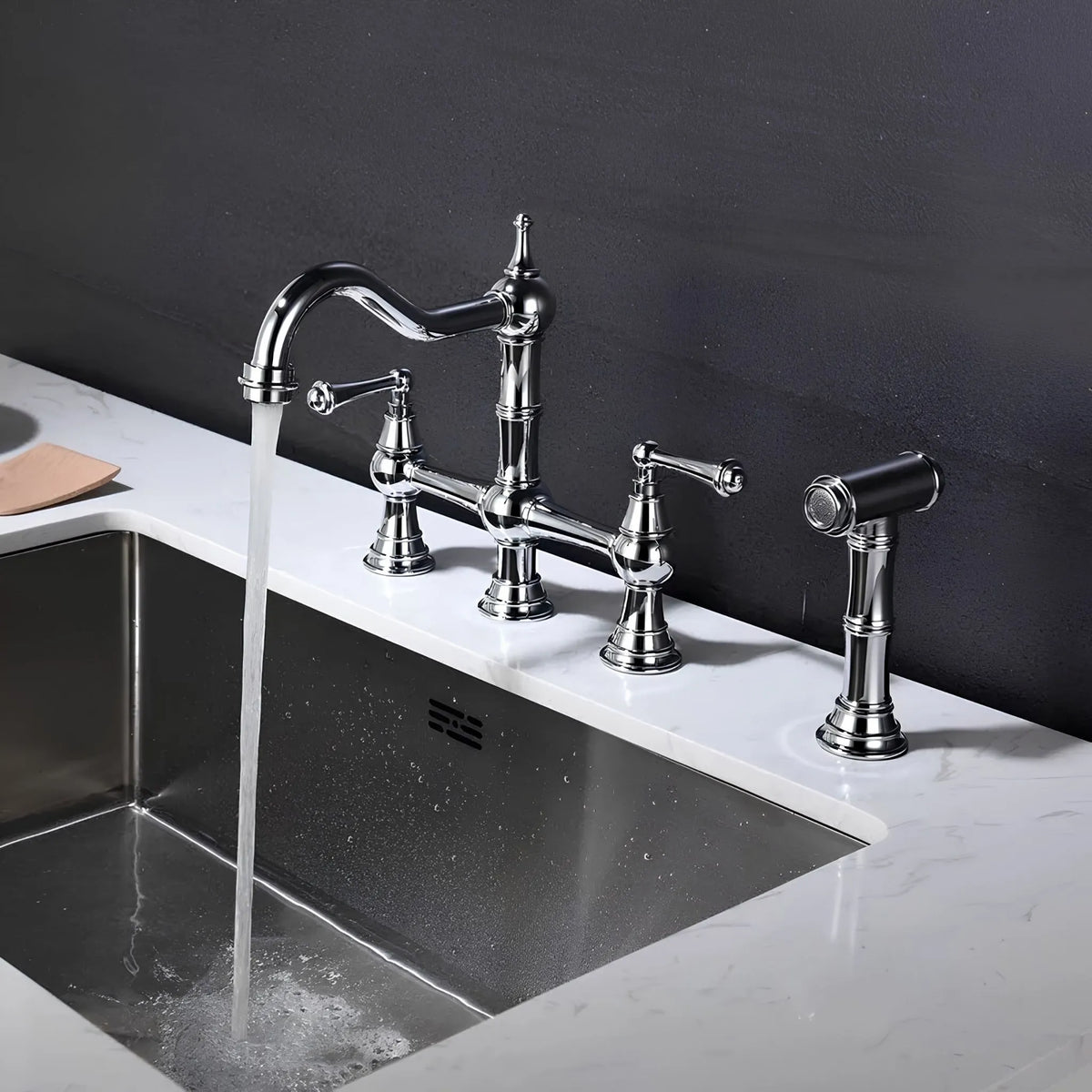 Torneira Gourmet Cozinha Inox Duplo Comando Vintage Wexford - Homedeccori
