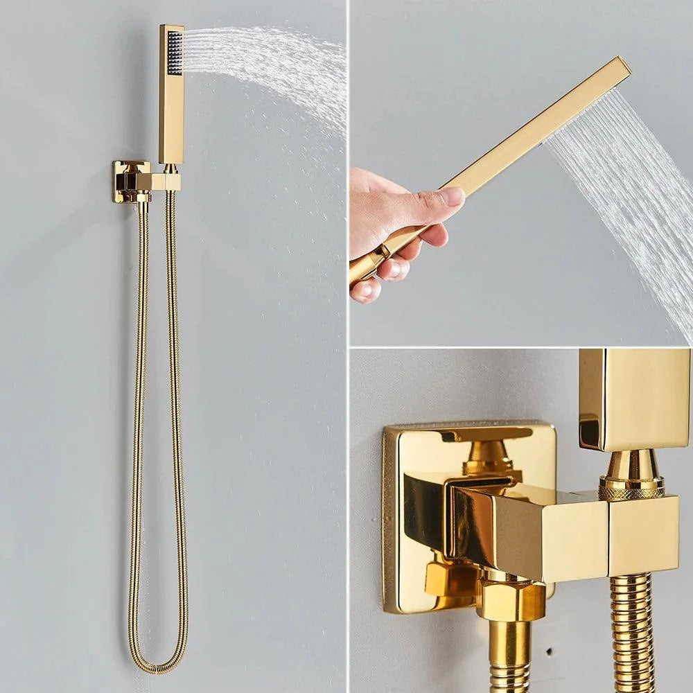 Chuveiro De Teto Inox Dourado Misturador GoldAura - Homedeccori