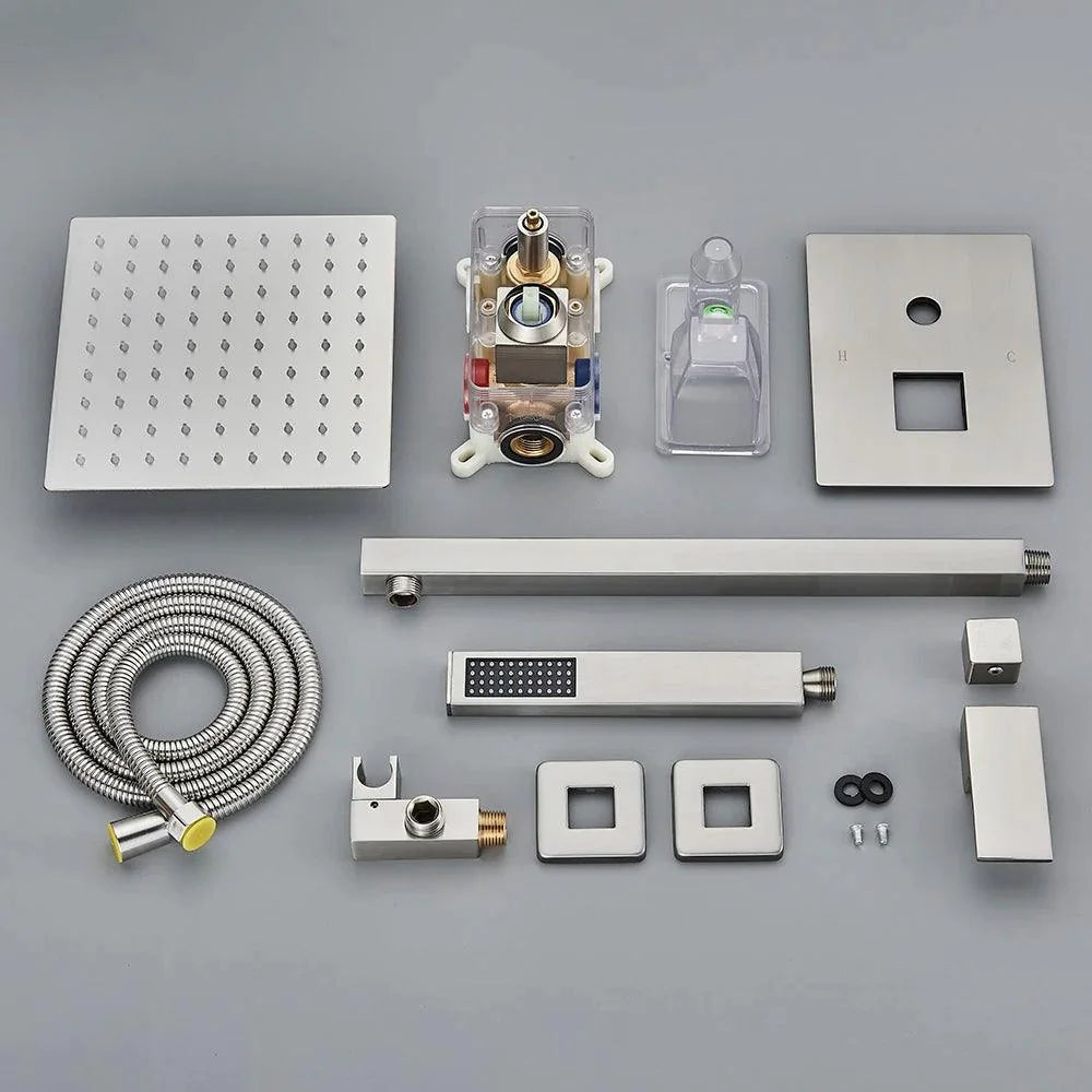 Chuveiro A Gás Inox Quadrado Níquel Escovado Ultraslim - Homedeccori