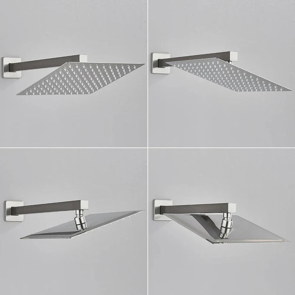 Chuveiro A Gás Inox Quadrado Níquel Escovado Ultraslim - Homedeccori