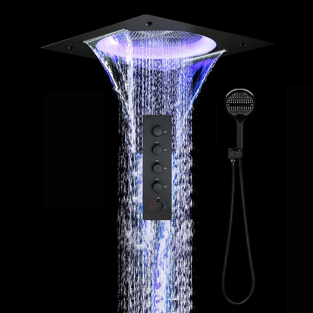 Ducha De Teto Embutir Inox 55x55 LED Bluetooth Spa Aurore
