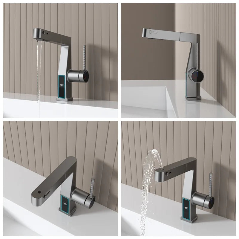 Torneira Para Banheiro Inox Monocomando LED Multifuncional Lumex - Homedeccori