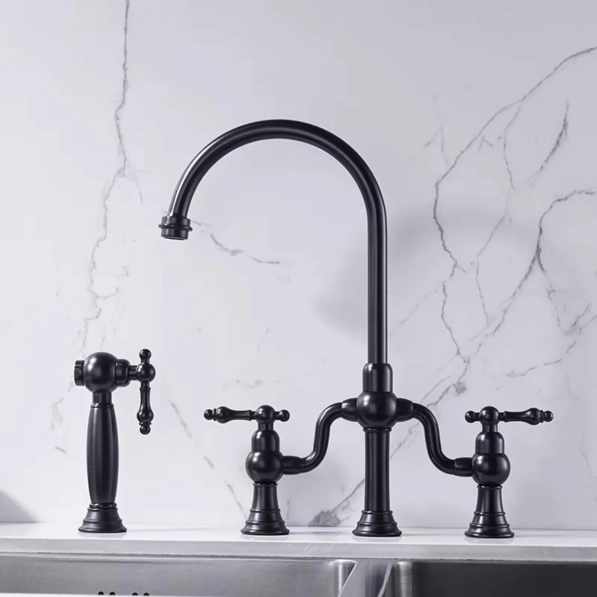 Torneira Gourmet Inox Duplocomando Extensível Ravenna